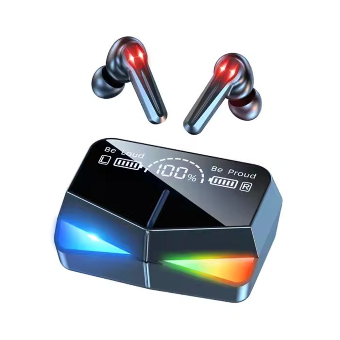 Ecouteurs sans fil Tws M28, oreillettes avec micro, faible latence, stéréo 9D, affichage LED, oreillettes de sport