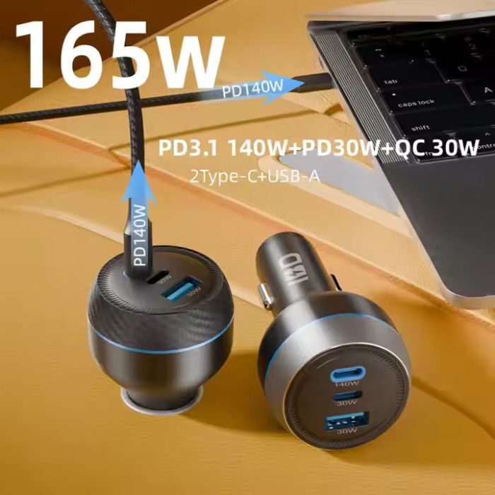 Chargeur voiture allume cigare 165W charge rapide USB type C chargeur de téléphone portable de voiture pour iphone android 3