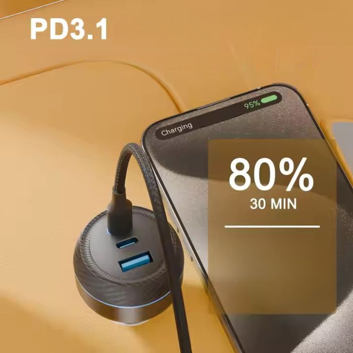 Chargeur voiture allume cigare 165W charge rapide USB type C chargeur de téléphone portable de voiture pour iphone android 2