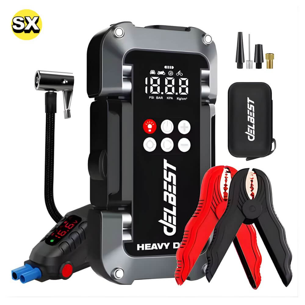 Booster de batterie Voiture Moto 6 en 1 avec gonfleur de pneu modèle B29 - Kit de démarrage de voiture
