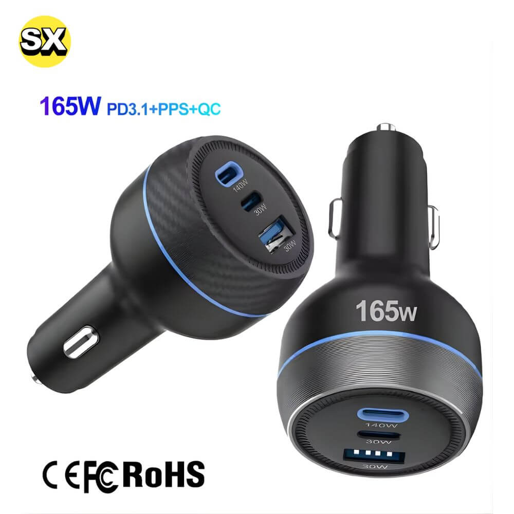 Chargeur voiture allume cigare 165W charge rapide USB type C chargeur de téléphone portable de voiture pour iphone android