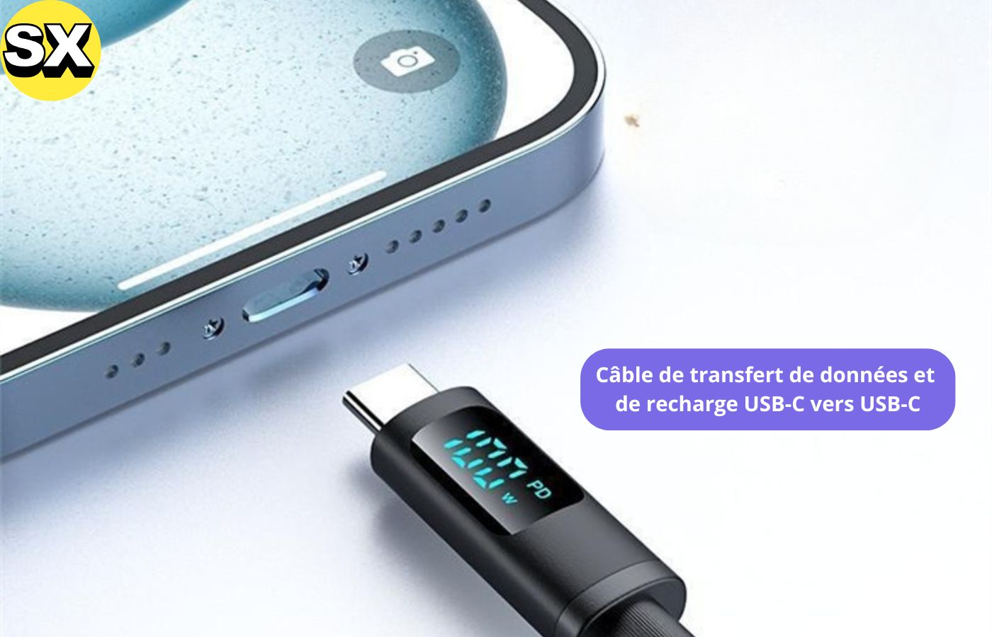 Câble USB-C vers USB-C RESDEC – pour Apple Iphone - 100 W Max, 1,2 mètre, ultra résistant 3