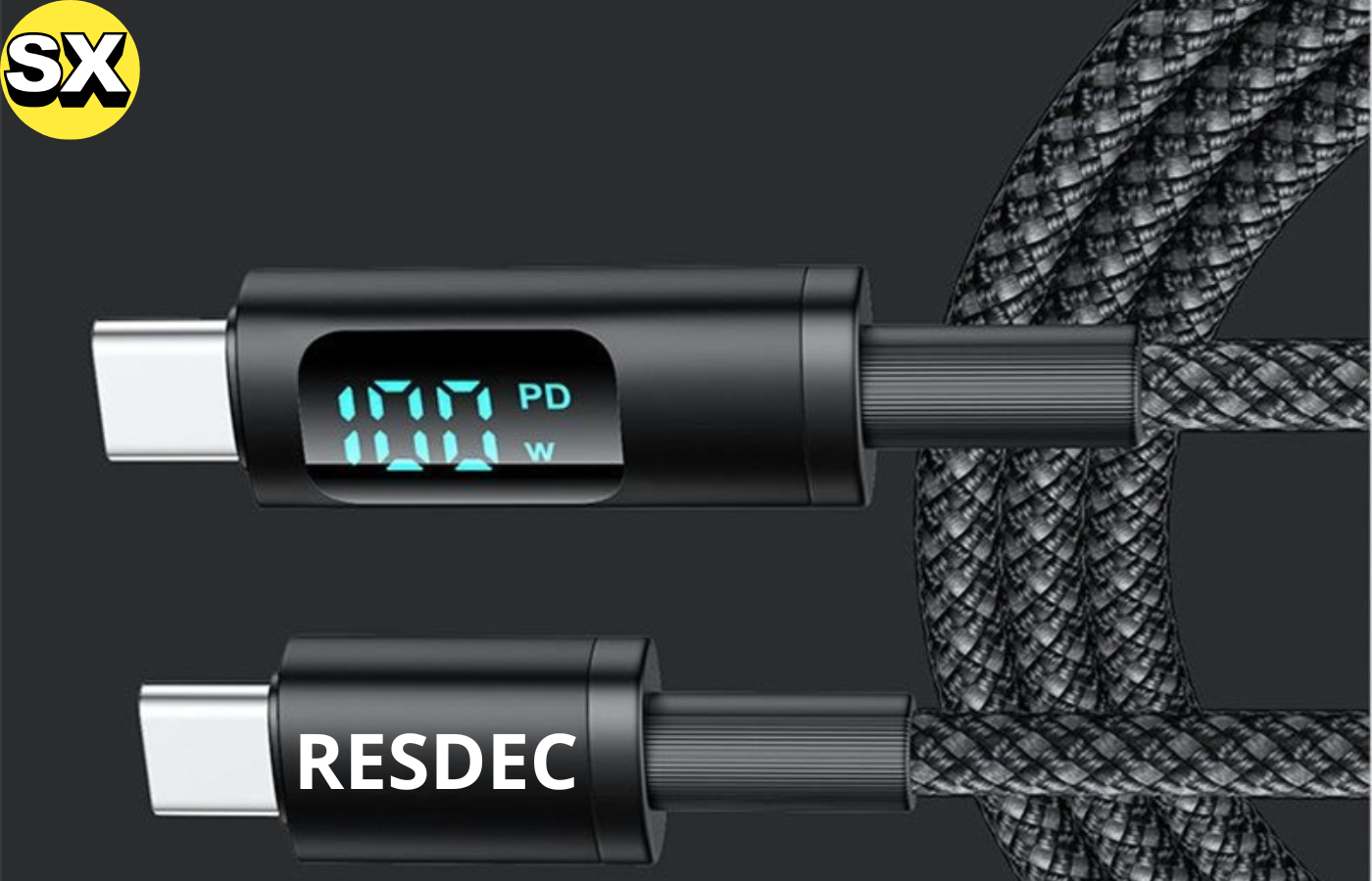Câble USB-C vers USB-C RESDEC – pour Apple Iphone - 100 W Max, 1,2 mètre, ultra résistant